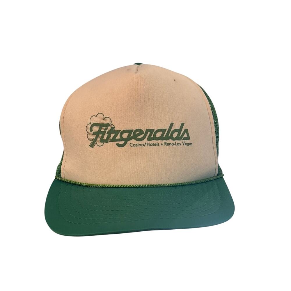 Vintage Fitzgerald’s Casino Trucker Hat Reno Las Vegas White Mesh Snapback